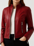 Ava Leather Red Jacket - Women's Leather Jacket Red