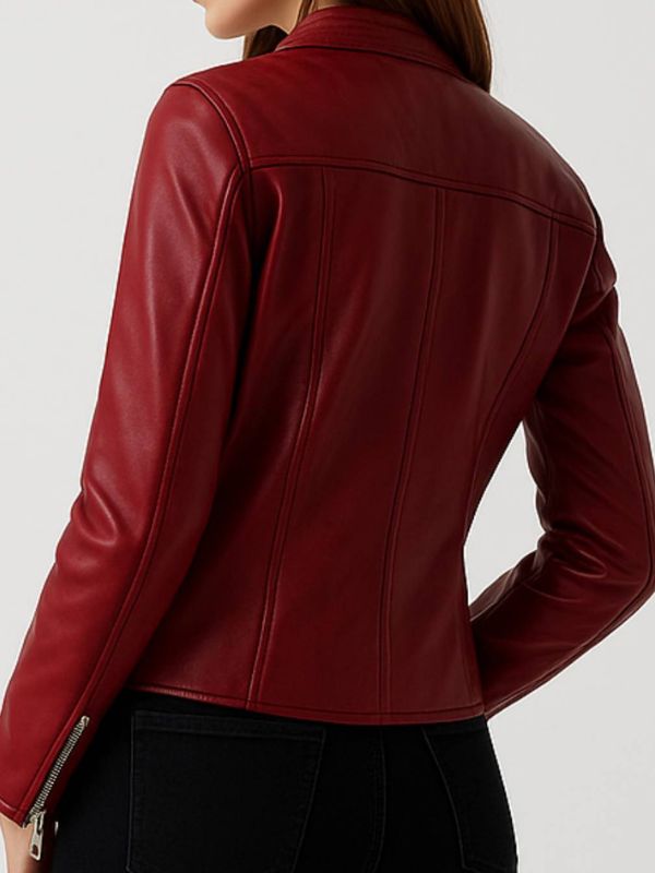 Ava Leather Red Jacket - Women's Leather Jacket Red
