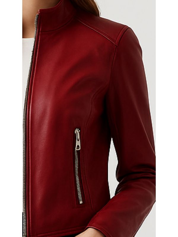 Ava Leather Red Jacket - Women's Leather Jacket Red