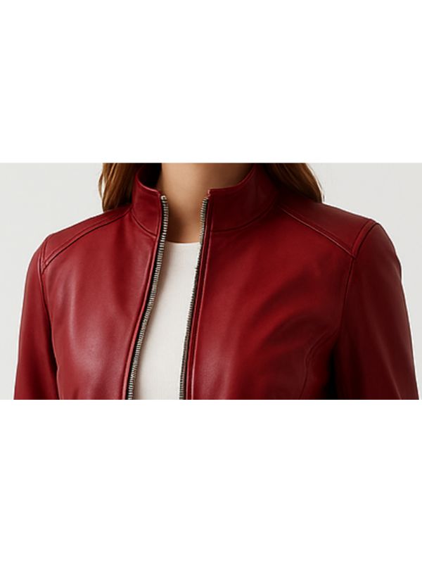 Ava Leather Red Jacket - Women's Leather Jacket Red